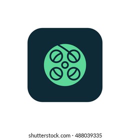 Film reel icon vector, clip art. Also useful as logo, square app icon, web UI element, symbol, graphic image, silhouette and illustration. Compatible with ai, cdr, jpg, png, svg, pdf, ico and eps.