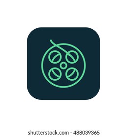 Film reel icon vector, clip art. Also useful as logo, square app icon, web UI element, symbol, graphic image, silhouette and illustration. Compatible with ai, cdr, jpg, png, svg, pdf, ico and eps.