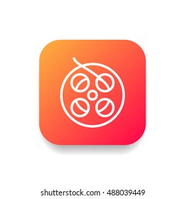 Film reel icon vector, clip art. Also useful as logo, square app icon, web UI element, symbol, graphic image, silhouette and illustration. Compatible with ai, cdr, jpg, png, svg, pdf, ico and eps.