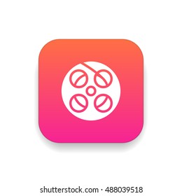 Film reel icon vector, clip art. Also useful as logo, square app icon, web UI element, symbol, graphic image, silhouette and illustration. Compatible with ai, cdr, jpg, png, svg, pdf, ico and eps.