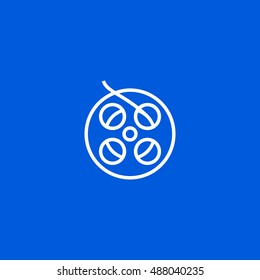 Film reel icon vector, clip art. Also useful as logo, web UI element, symbol, graphic image, silhouette and illustration. Compatible with ai, cdr, jpg, png, svg, pdf, ico and eps formats.