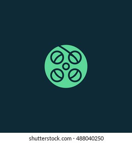 Film reel icon vector, clip art. Also useful as logo, web UI element, symbol, graphic image, silhouette and illustration. Compatible with ai, cdr, jpg, png, svg, pdf, ico and eps formats.