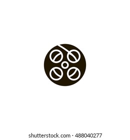 Film reel icon vector, clip art. Also useful as logo, web UI element, symbol, graphic image, silhouette and illustration. Compatible with ai, cdr, jpg, png, svg, pdf, ico and eps formats.