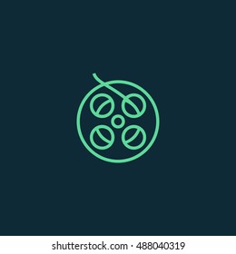 Film reel icon vector, clip art. Also useful as logo, web UI element, symbol, graphic image, silhouette and illustration. Compatible with ai, cdr, jpg, png, svg, pdf, ico and eps formats.