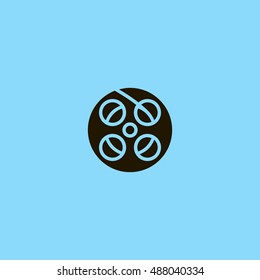 Film reel icon vector, clip art. Also useful as logo, web UI element, symbol, graphic image, silhouette and illustration.