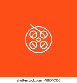 Film reel icon vector, clip art. Also useful as logo, web UI element, symbol, graphic image, silhouette and illustration. Compatible with ai, cdr, jpg, png, svg, pdf, ico and eps formats.