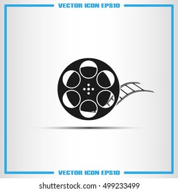 film reel icon vector EPS 10, abstract sign video tape flat design,  illustration modern isolated badge for website or app.