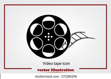 film reel icon vector EPS 10, abstract sign video tape flat design,  illustration modern isolated badge for website or app. 