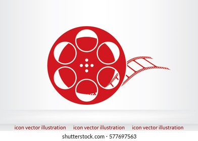 film reel icon vector EPS 10, abstract sign video tape flat design,  illustration modern isolated badge for website or app 