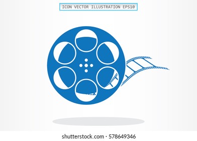 film reel icon vector EPS 10, abstract sign video tape flat design,  illustration modern isolated badge for website or app