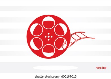 film reel icon vector EPS 10, abstract sign video tape flat design,  illustration modern isolated badge for website or app.