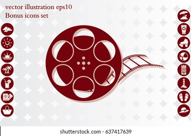 film reel icon vector EPS 10, abstract sign video tape flat design,  illustration modern isolated badge for website or app.