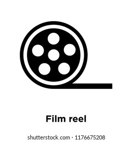 Film reel icon vector isolated on white background, logo concept of Film reel sign on transparent background, filled black symbol