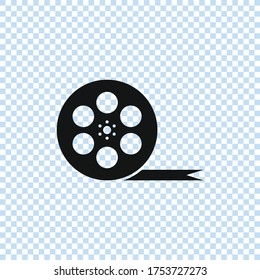 Film reel icon.Movie symbol.Fill roll sign.Filmstrip graphic.Cinema vector illustration