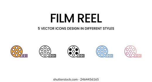 Film Reel icons different style vector stock illustration