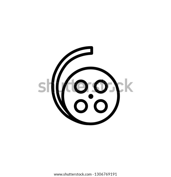 Film Reel Line Icon In Flat\
Style Vector For App, UI, Websites. Black Icon Vector\
Illustration.\
