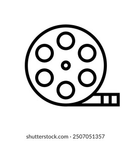 Film Reel Line Icon Isolated Vector Illustration