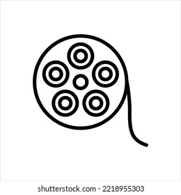 Film reel line icon vector graphic illustration