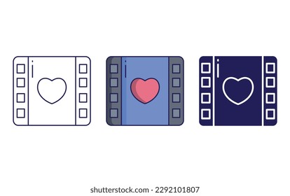 Film Reel line and solid illustration icon