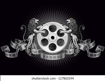 Film reel with lions, EPS 10, file has layers