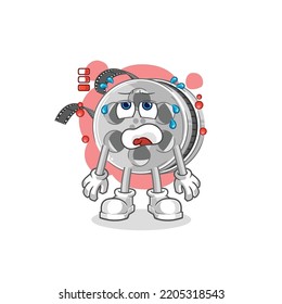 the film reel low battery mascot. cartoon vector