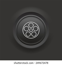 Film Reel on Black Bevel Round Buttons