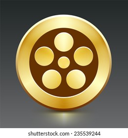 Film Reel on Gold Round Button
