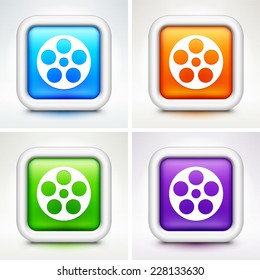 Film Reel on Multi Color Square Buttons