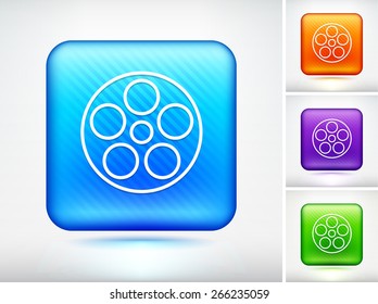 Film Reel on Multi Color Square Buttons