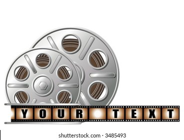 Film reel over white background