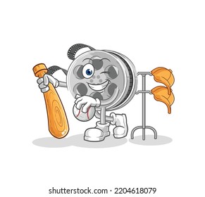 the film reel playing baseball mascot. cartoon vector