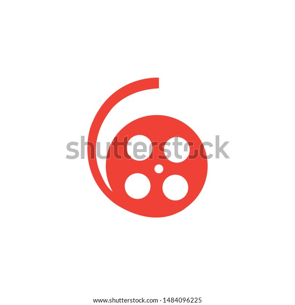 Film Reel Red Icon On White Background. Red\
Flat Style Vector\
Illustration.