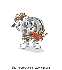 the film reel scottish with bagpipes vector. cartoon character