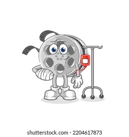 the film reel sick in IV illustration. character vector