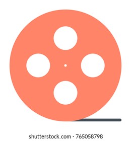 Film reel silhouette icon. 96x96 cinema production symbol. Vector illustration isolated on white background