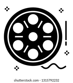 Film reel solid icon design 