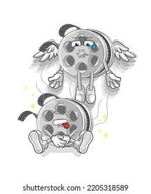 the film reel spirit leaves the body mascot. cartoon vector