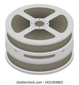 Film reel stack icon. Isometric of film reel stack vector icon for web design isolated on white background