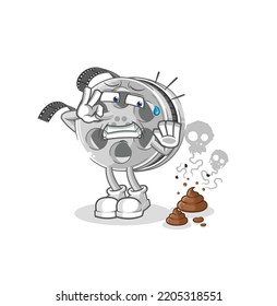 the film reel with stinky waste illustration. character vector