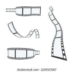 film reel strip 3d icon set isolated on white background