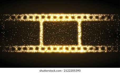 Film Reel Strip Made With Golden Sparkles