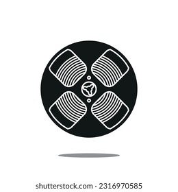 Film reel with film strip. Vector illustration.