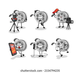 the film reel technology group character. cartoon mascot vector