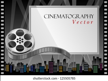 Film Reel And Theater Screen Billboard