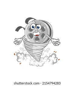 the film reel in the tornado cartoon character vector