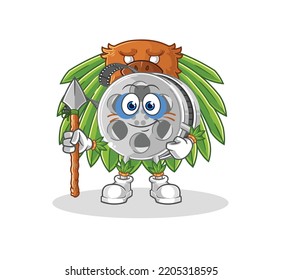 the film reel tribal man mascot. cartoon vector