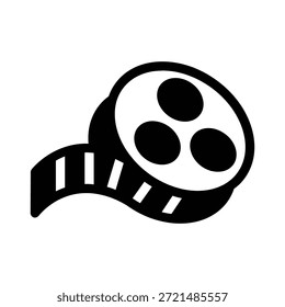 Carrete de película con tira de película de desenrollado Diseño de Vector de icono sólido Bueno para el Web o el App móvil