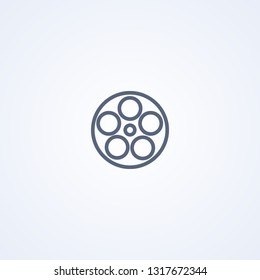 Film reel, vector best gray line icon on white background, EPS 10