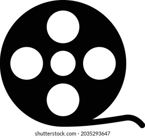 film reel vector glyph flat icon