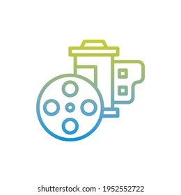 Film reel vector gradient icon style illustration. EPS 10 file